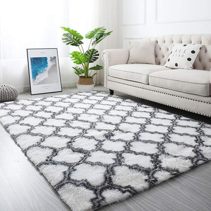 Tinyboy-hbq Area Rugs Shaggy Carpet for Living Room Bedroom Large Fluffy Carpet Modern Non-Slip Mat Multisize Rug Indoor Home Decor (Gray White, 80 x 120 cm)