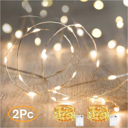 ANJAYLIA LED Fairy Lights Battery Operated String Lights Firefly Lights Garden Home Bedroom Christmas Party Wedding Festival Decorations (Warm White, 16.5Ft*2)