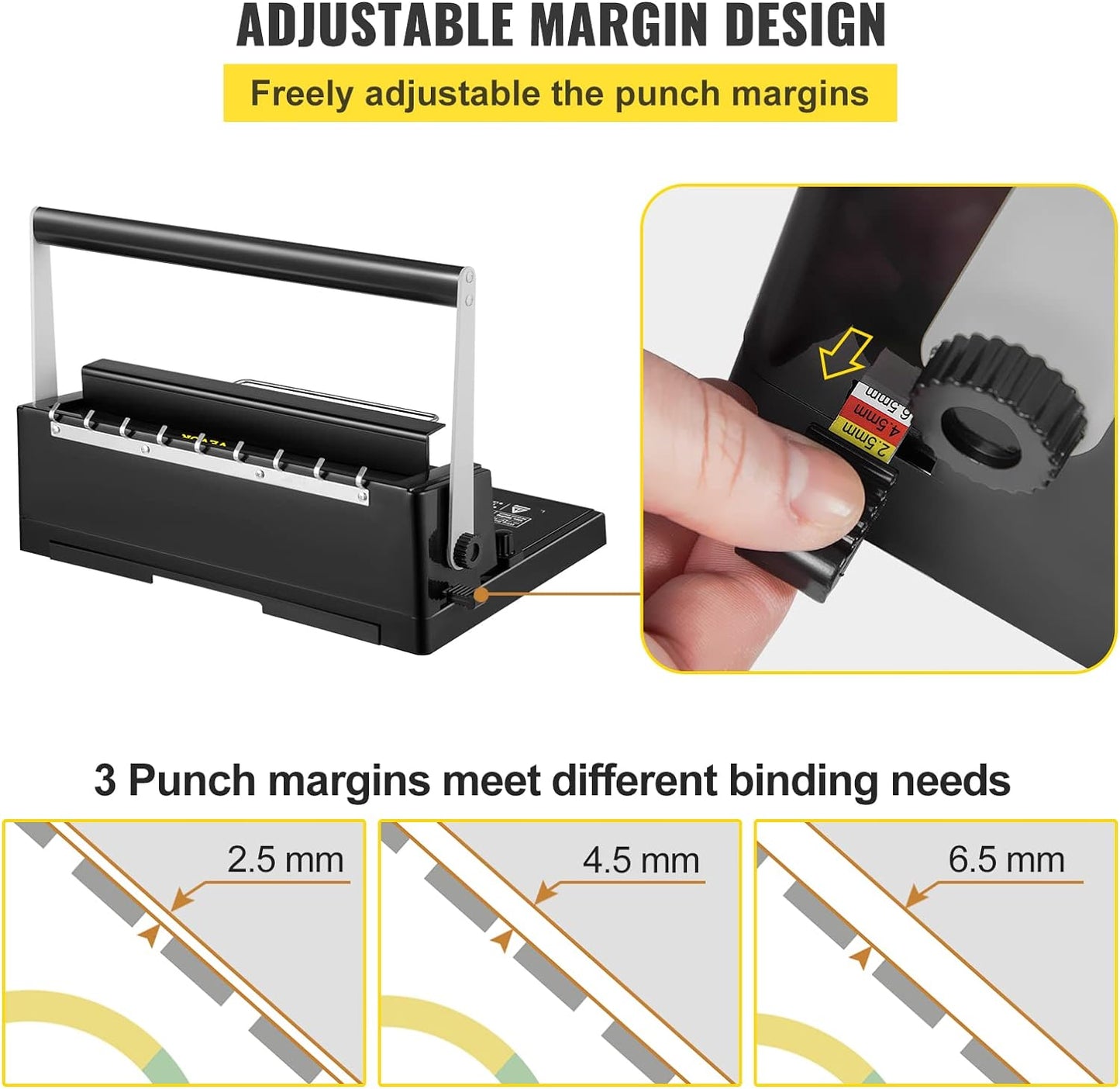 VEVOR 34 Holes Manual Coil Binding Machine TD-130 Book Binding Machine Spiral Coil Paper Puncher Wire Punching Binder Insert 34 Holes 120 Sheet of A4 Papers black