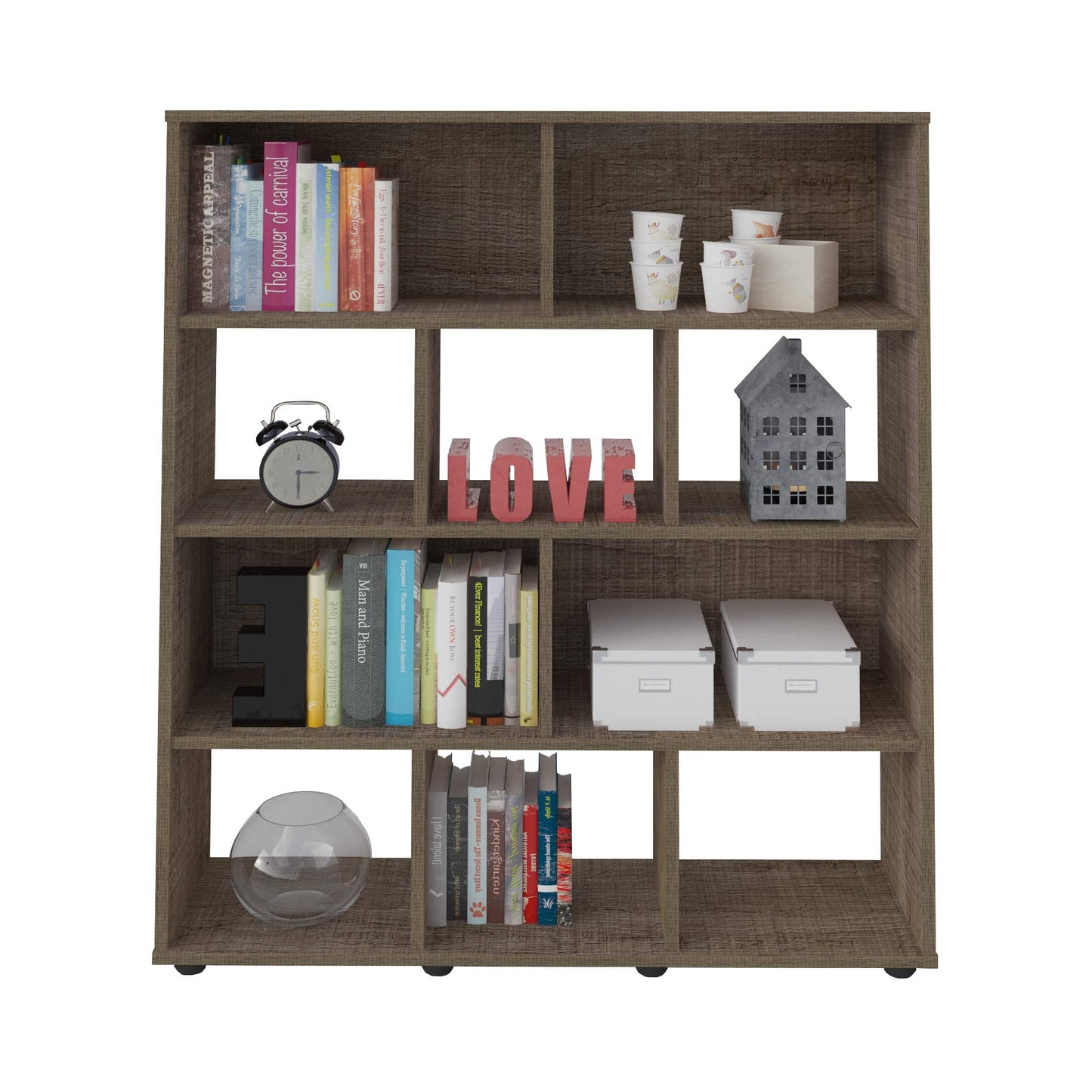 Artely MDF/MDP Book Shelf, Bookcase, Cabinet, Bookrack, Many Shelves, Ideal for Living Room, Bedroom, Office, Book Room, Rustic Brown, W 91 cm x D 25 cm x H 109 cm, DIY Assembly, 7899307514197