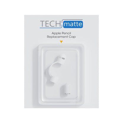 TechMatte Magnetic Replacement Cap and Holder for Apple Pencil (2 Pack, White)