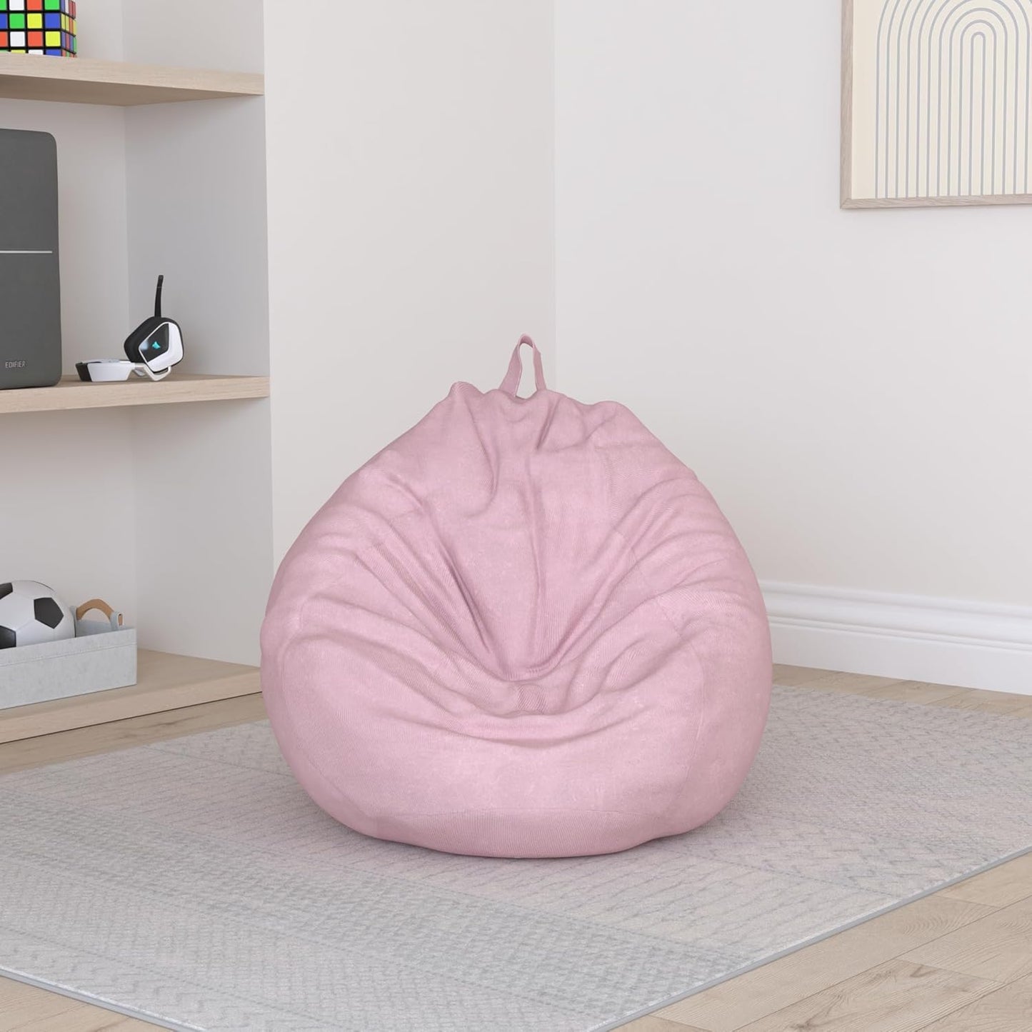 KOWAKA NO Filler Bean Bag Cover, Bean Bag Chair Sofa Cover for Home, Not Filler Bean Bag Covers Bean Bags for Adults & Kids,for Indoor Home Living Room (Pink(corduroy), M(80x90cm))