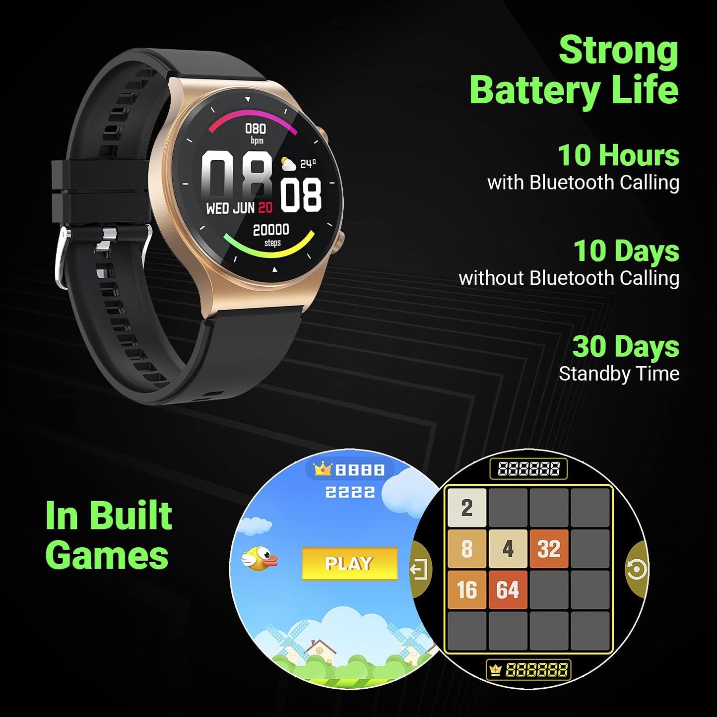 Fire-Boltt 360 Pro Bluetooth Calling 360*360 Pro Display Smart Watch With Rolling Ui & Dual Button Technology, Spo2, Heart Rate & Temperature Monitoring With Local Music And Tws Pairing - Black