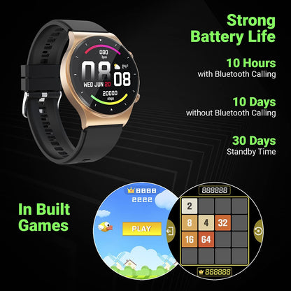 Fire-Boltt 360 Pro Bluetooth Calling 360*360 Pro Display Smart Watch With Rolling Ui & Dual Button Technology, Spo2, Heart Rate & Temperature Monitoring With Local Music And Tws Pairing - Black