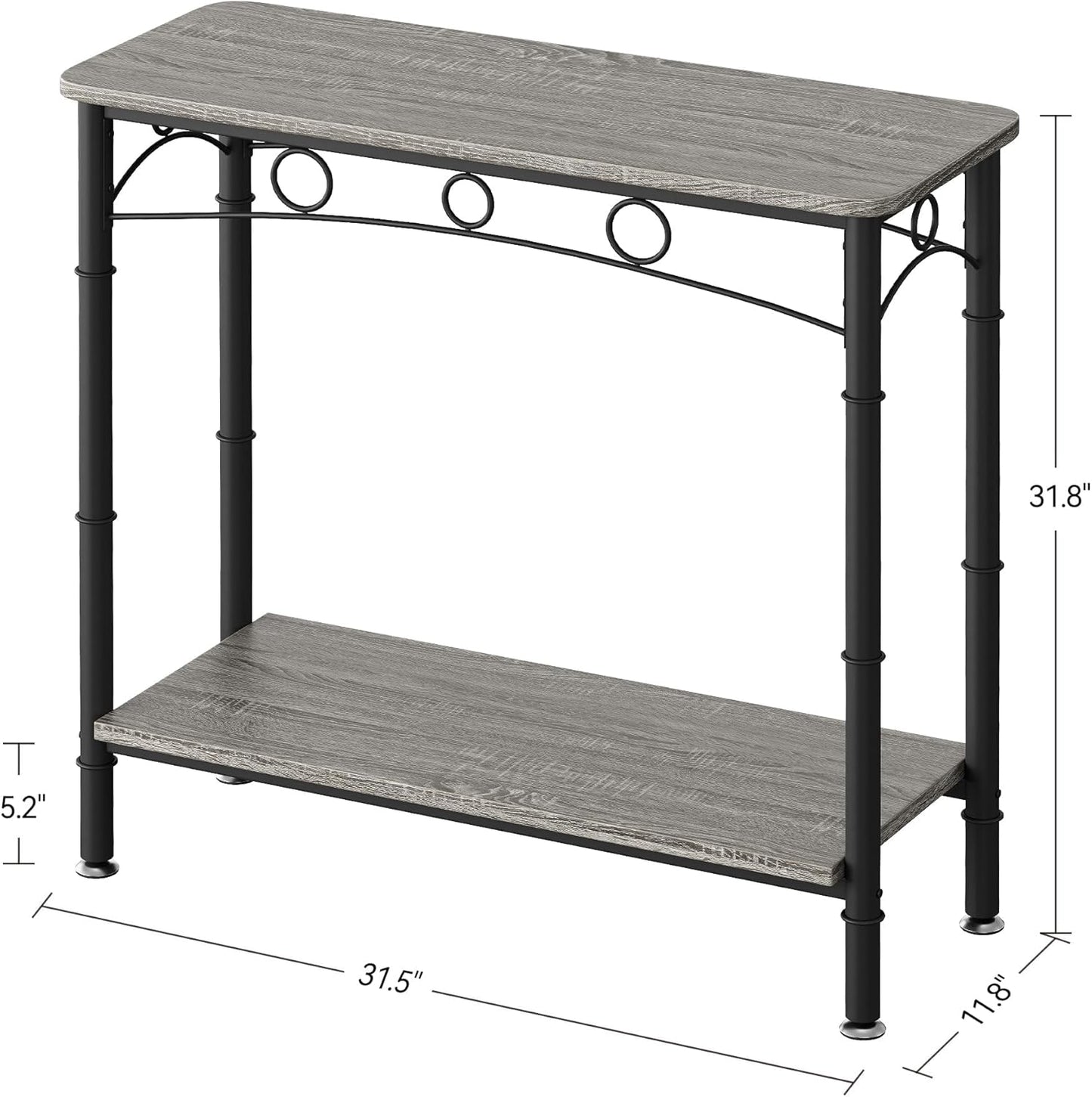 IDEALHOUSE 2024 New Console Table, 31.5" L x 11.8" W x 31.8" H Retro Sofa Table with Storage, 2 Tier Behind Couch Table for Living Room, Entryway, Hallway, Foyer-Black-Vintage Design and Versatile Use