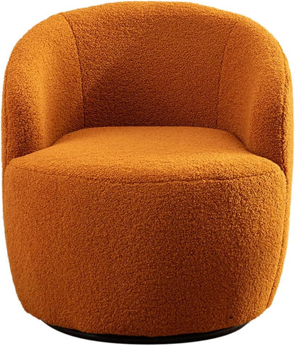 SPOFLYINN Teddy Fabric Accent Chair Armrest Accent Single Lazy Chair Comfy Leisure Chairs with Black Powder Coating Metal Ring Swivel Accent Armchair Barrel Chair for Living Room Yellow One Size