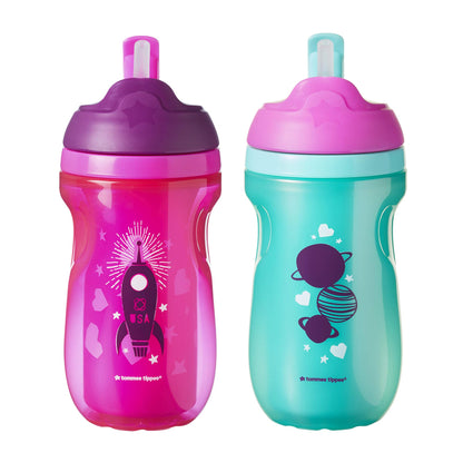 Tommee Tippee Insulated Straw Tumbler Toddler Cup, 9 Ounce, 2 Count, Girl