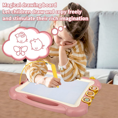 LZZAPJ Magnetic Drawing Board Toy for Kids, Large Doodle Board Writing Painting Sketch Pad, Birthday Present for Child, Blue