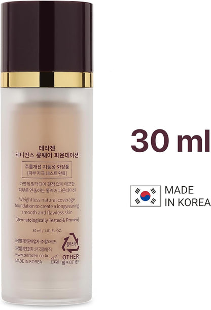 TERRAZEN Korean Face Makeup Foundation Cream 30ml Light Beige for Fair to Light Skin - Beauty Liquid Full Coverage Long Lasting Base with Natural Matte Finish Weightless