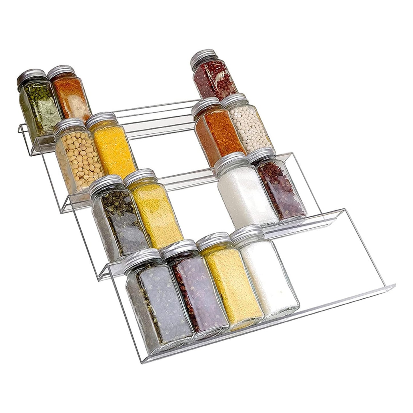 VAODO Expandable Countertop Organizer Shelf, Under Sink Storage Organizer, Cabinet Storage Shelf, Cupboard Stand Kitchen Spice Rack, Stackable Heavy Duty Adjustable Height (28cm*26cm,Gray)