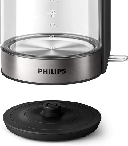 Philips Series 5000 Glass Kettle Stainless Steel, Crystal 2200W 1.7L, Mid Entry Light Status Indicator Hd9339/81