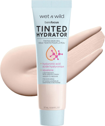 Wet N Wild Bare Focus Tinted Hydrator Tinted Skin Veil Nourishing Foundation Hyaluronic Acid, Light Medium, 0.91 Fl Oz, 27 Ml (Pack Of 1)