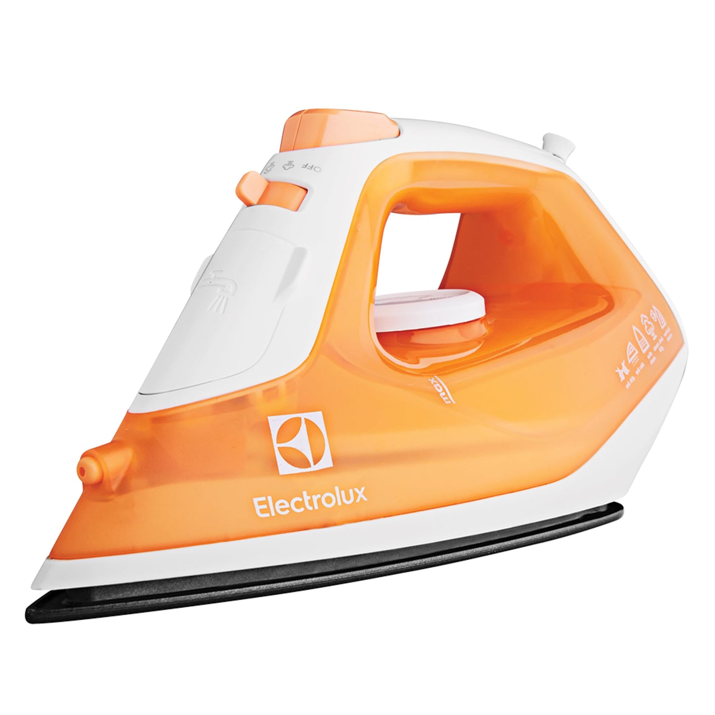 ELECTROLUX Steam Iron 1600W, Non Stick Ceramic Plate, Mechanical Knob, 1.8m Cord Length, 1 Axis Rotation Card, Water Tank, Steam Technology and Steam Shot 80 gm, Pilot Lamp, Orange, ESI4007