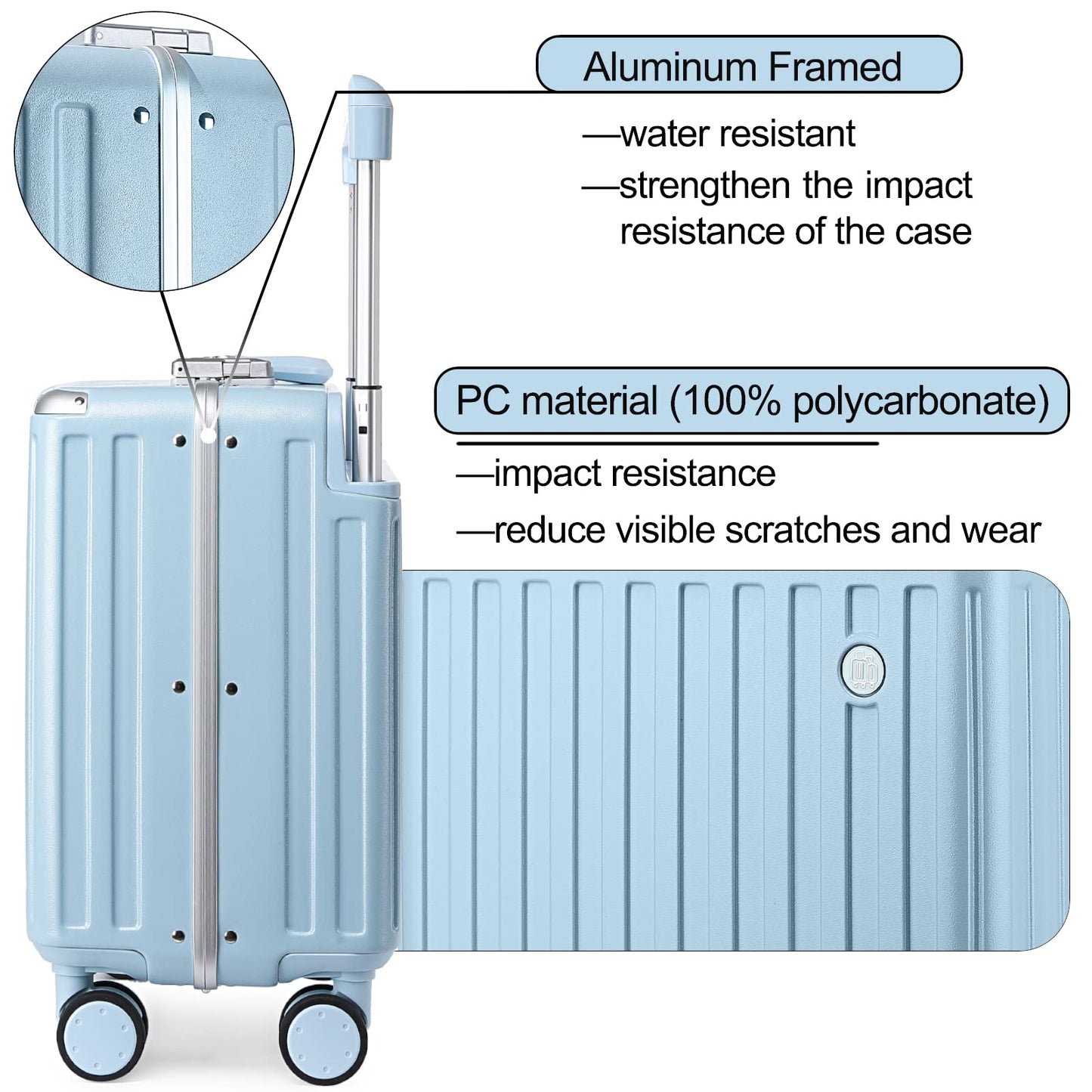 Somago Carry-On Luggage 18-Inch Hardside Spinner Lightweight Suitcase with TSA Lock, White, carry-on 18-inch, Hardside Luggage With Spinner Wheels