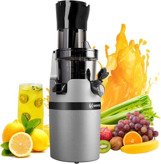 Keenray Juicer Machine, Masticating Slow Juicer for Whole Fruits and Vegetables, Cold Press Juicer with Wide Mouth 80mm Feeding Chute, Reverse Function Quiet Motor Fresh Healthy Juice Extractor