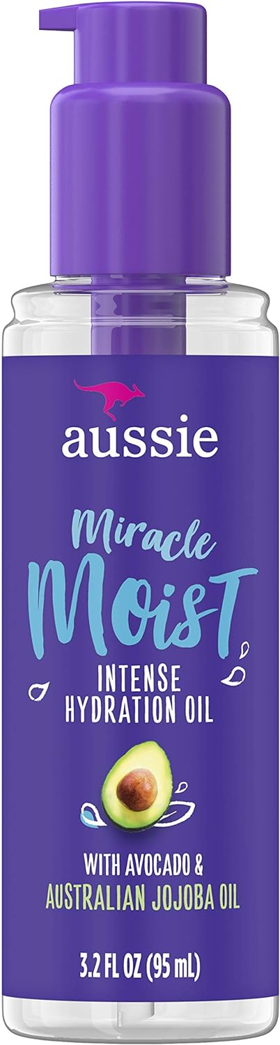 Aussie Miracle Moist Intense Hydration Oil for Damage Hair with Avocado & Australian Jojoba Oil, 95ml - Restore + Hydrate + Moisturize