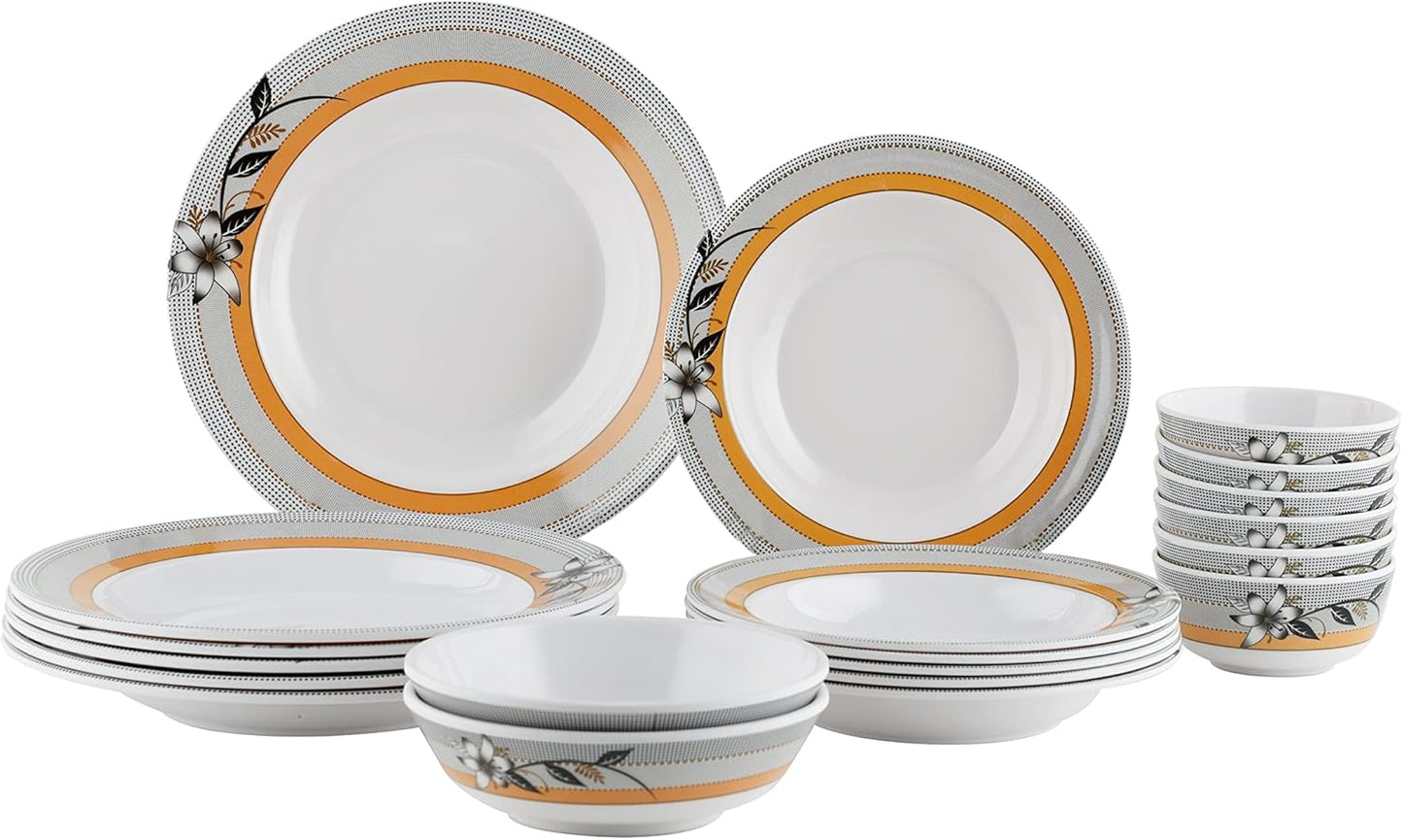 Royalford 20 pcs Melamine Ware Dinner Set, White, RF7437