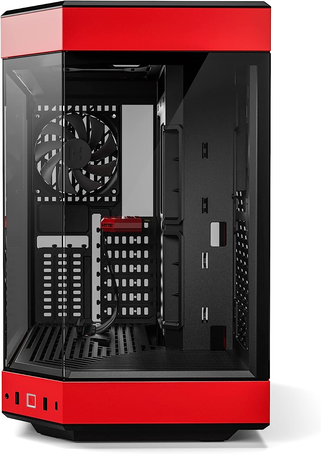 HYTE Y60 Modern Aesthetic Dual Chamber Panoramic Tempered Glass Mid-Tower ATX Computer Gaming Case with PCIE 4.0 Riser Cable Included, Red (CS-HYTE-Y60-BR)