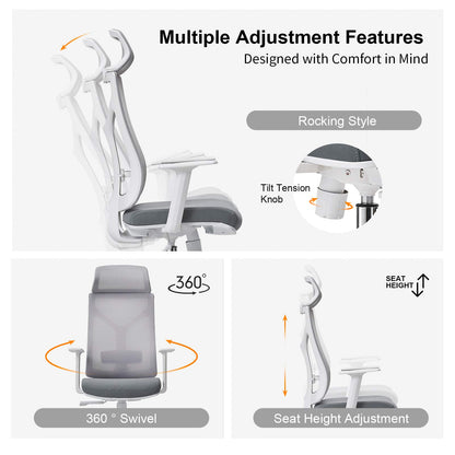 Daqian Home Executive Office Chair Ergonomic Computer Chair Wide Seat With Large Headrest, Modern Desk Chair Lumbar Support, Adjustable Armrests Mesh Chair