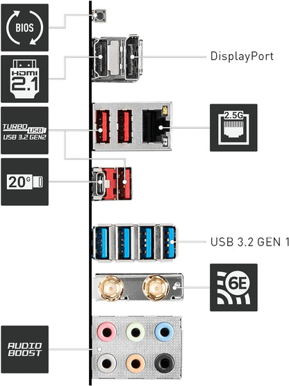 MSI PRO B650M-A WIFI AM5 Micro-ATX Motherboard, AMD B650 Chipset, 4 x 2-Channel DDR5 Slots, 128GB Max Memory, Wi-Fi 6E, 2x PCI-E x16, 2x M.2, 1x HDMI, 1x DP