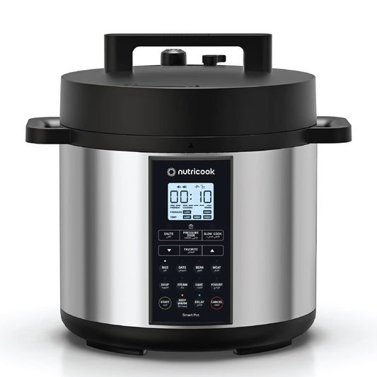 Nutricook Smart Pot 2 Prime 1000 Watts - 9 Appliances in 1, Pressure Cooker, Sauté Pan, Slow, Rice Cooker, Cake Maker, Steamer, Yogurt & Soup Maker and Food Warmer, 6L, Brushed Stainless Steel