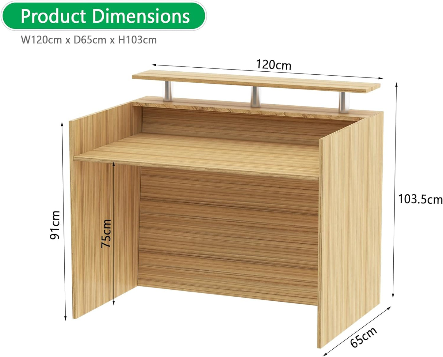 Mahmayi REC-2 Designer Reception Desk For Office Space, Front Office Desk (White-Coco Bolo)