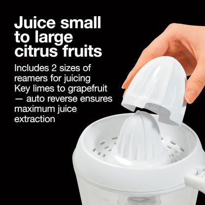 Proctor Silex Electric Citrus Juicer Machine, 34 oz, for Orange, Lemon, Grapefruit Juice, White