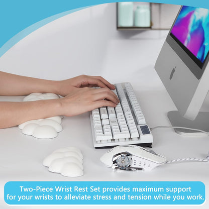 Keyboard Wrist Rest, Memory Foam Wrist Rest for Computer Keyboard, Ergonomic Palm Rest, Wrist Support for Keyboard Cloud Wrist Rest, Mouse Pad Wrist Support - Laptop, and Computer Use (White)