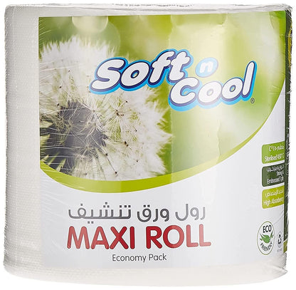 Soft N Cool Eco-Friendly High Absorbency Kitchen Maxi Roll Tissue, 1Ply x 300meter