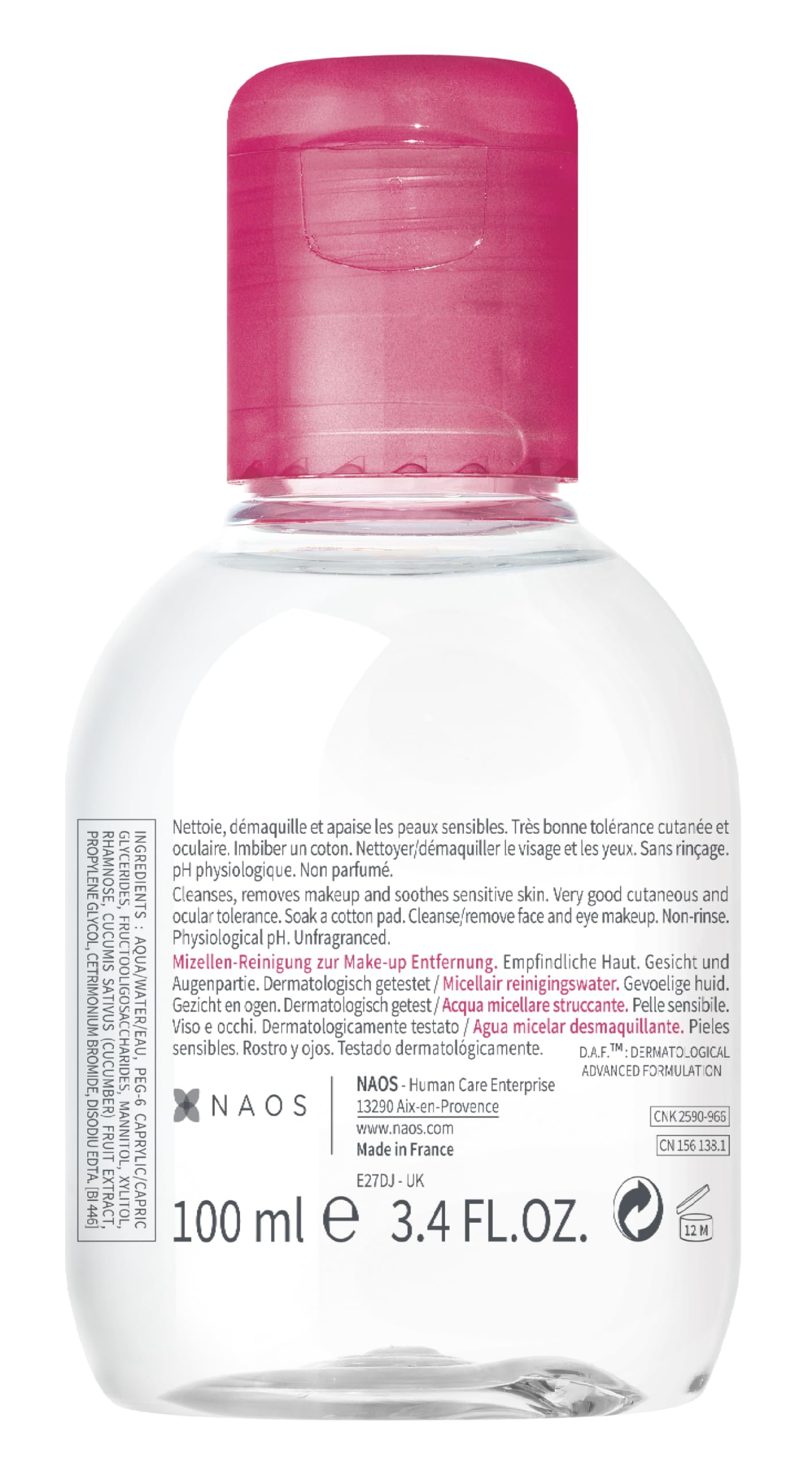 Bioderma Sensibio H2O Soothing Micellar Cleansing Water and Makeup Removing Solution for Sensitive Skin - Face and Eyes - 3.33 Fl Oz (Pack of 3)