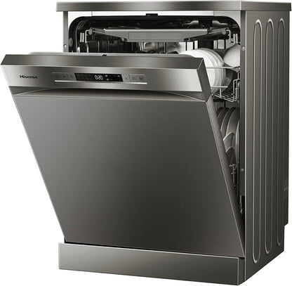 Hisense 15 Place settings Freestanding Dishwasher 8 Programs Color Titanium Grey Model HS623E90G " 1 Year Warranty.