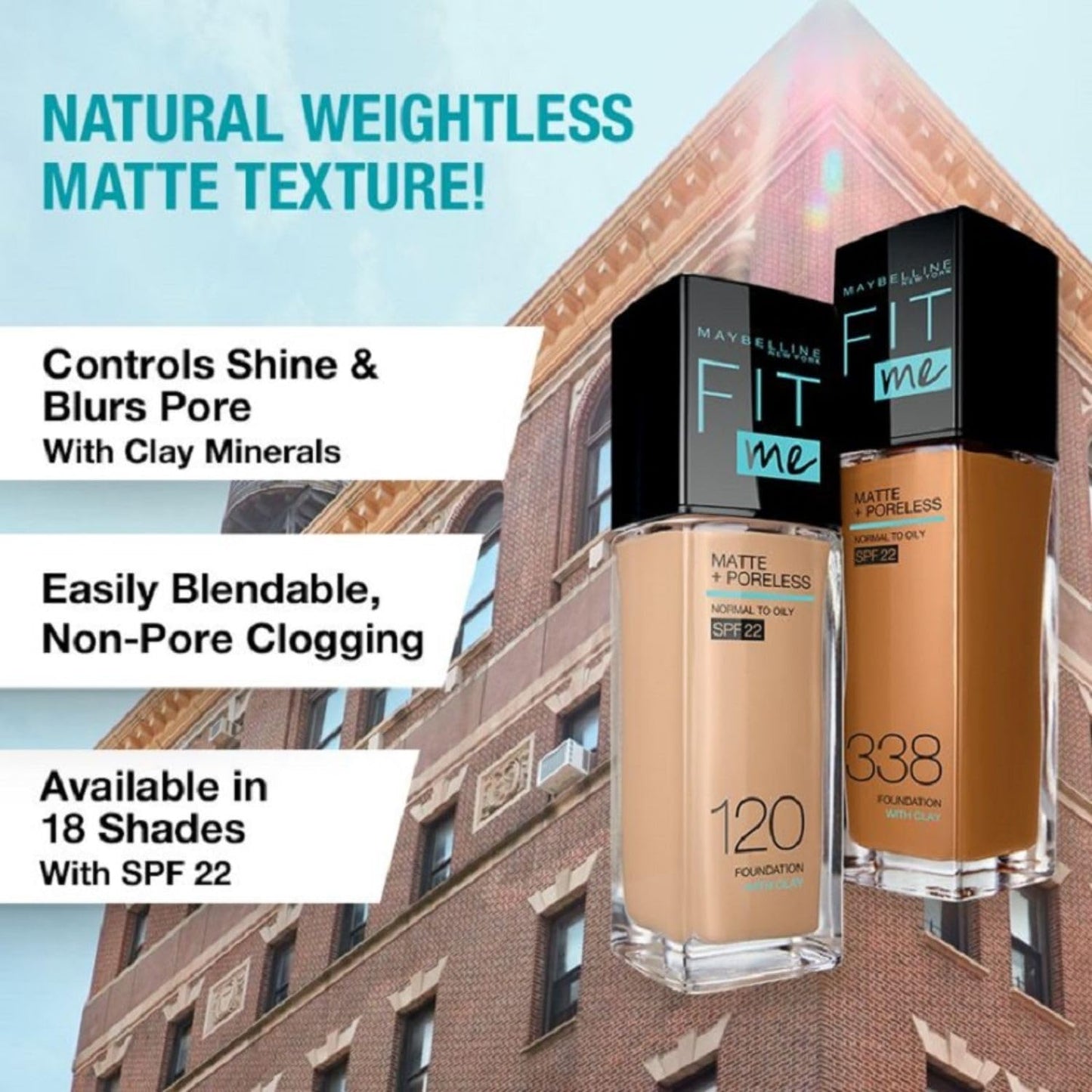 Maybelline New York Fit Me Matte+Poreless Liquid Foundation, 340 Cappuccino, 30 ml