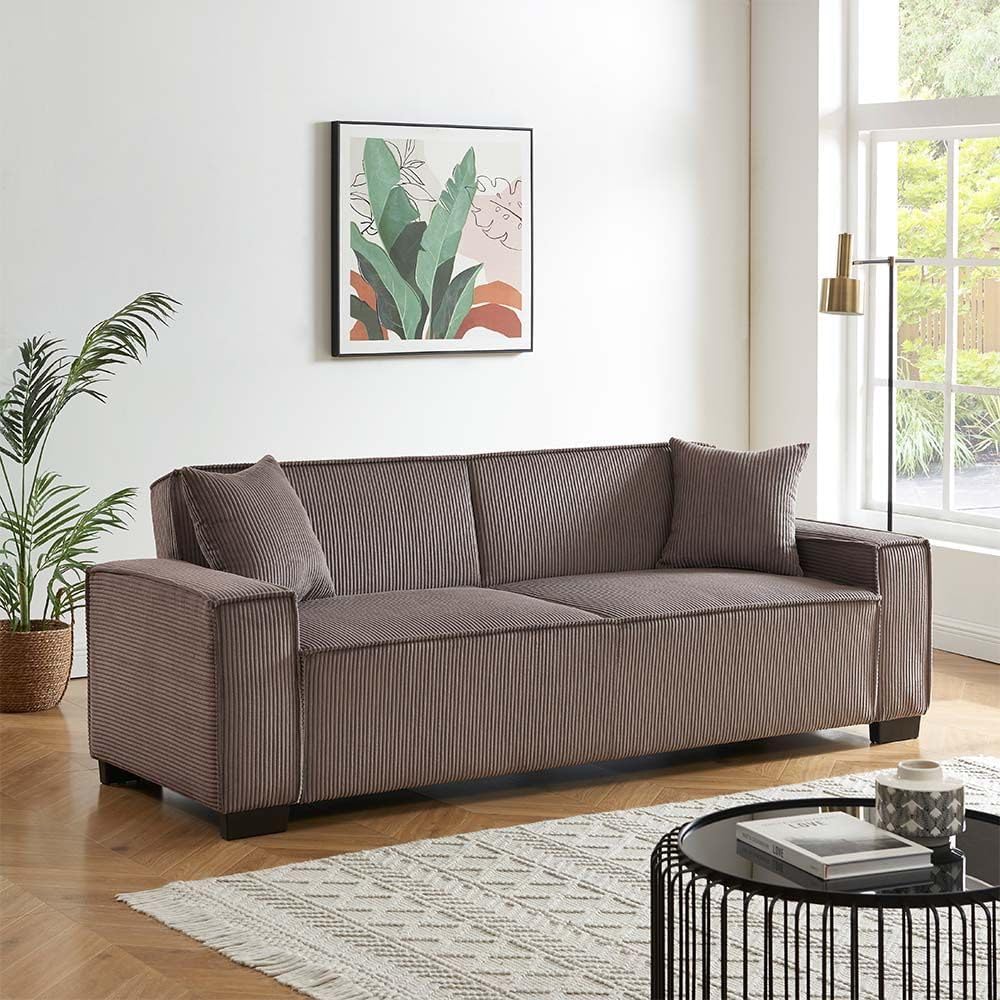 Danube Home Brent 3 Seater Fabric Sofa Bed I Convertible Three Seat Sleeping Sofa Bed | Comfortable Living Room Furniture L 231 x W 92 x H 80 cm - Brown