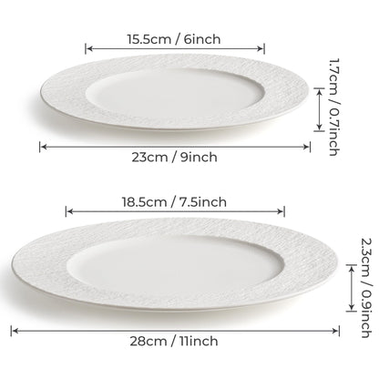 MIAMIO - 28 cm, Set of 4 Dinner Plates/Ceramic Plate Set, Crockery Set - Modern Plates, Microwave and Dishwasher Safe - Oasis Collection