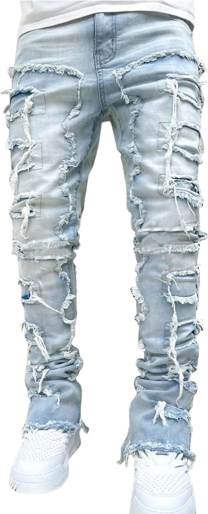 FantasyGears Y2k Jeans Men Grunge Hip Hop Baggy Pants Straight Leg Graphic Denim Joggers Loose Goth Trousers Streetwear