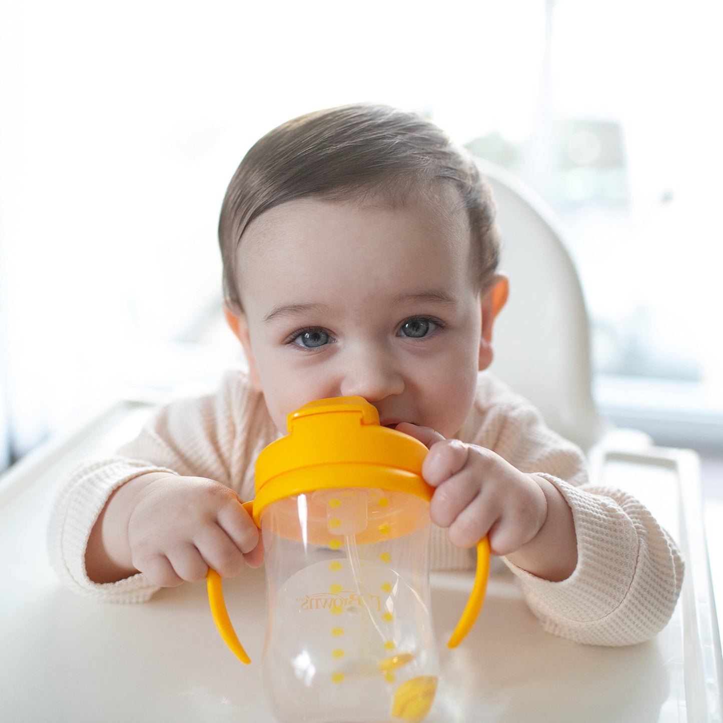 Dr. Brown's Milestones Baby's First Straw Cup Sippy Cup with Straw 6m+, 9oz/270ml, Dark Blue