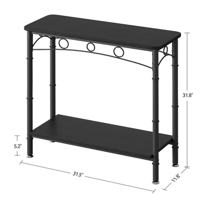 IDEALHOUSE 2024 New Console Table, 31.5" L x 11.8" W x 31.8" H Retro Sofa Table with Storage, 2 Tier Behind Couch Table for Living Room, Entryway, Hallway, Foyer-Black-Vintage Design and Versatile Use