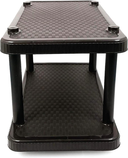 Esqube Coffee Table, Plastic Teapoy/Center Table, Matte Rattan Design (Black)