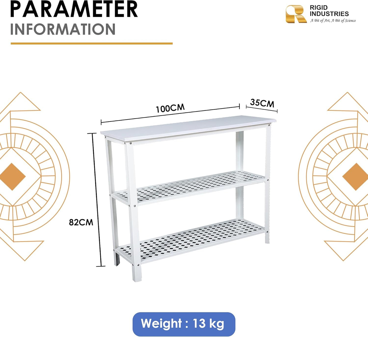 RIGID Console Table | Corner End Table with Stainless Steel Frame and Glass Top for Living Room, Office