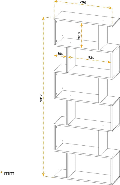 RICOO WM071-WM Shelf 129 x 70 x 25 cm, Standing Shelf, White Matt, Wooden Bookcase, Wall Shelf, Small Shelf, Shelves & Shelves, Narrow Shelf, Office Bookshelves, Small Shelf, Small Office Shelf