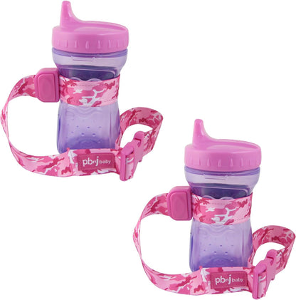 PBnJ Baby SippyPal Sippy Cup Holder Strap Leash Tether (Gray Chevron 2-Pack)