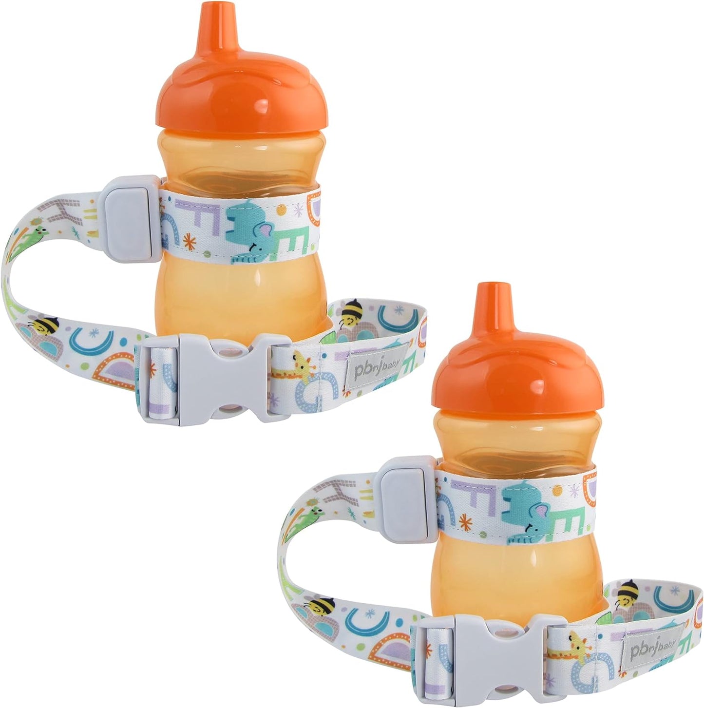 PBnJ Baby SippyPal Sippy Cup Holder Strap Leash Tether (Gray Chevron 2-Pack)