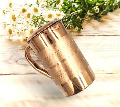 Pure Copper Jug Pitcher for Drinking Water | Copper Jug for Storage Water & Serving Ware | Ideal Drinkware With Ayurveda and Yoga Good Health Benefits (Capacity:1500 ML)