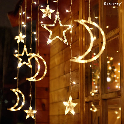 Beauenty Window Curtain String Light 300 LED 8 Modes USB Powered Waterproof Fairy String Lights Wedding Party Ramadan Home Garden Bedroom Outdoor Indoor Wall Christmas Decorations (Warm White)