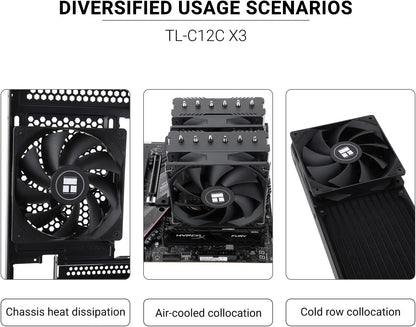 Thermalright TL-C12C X3 CPU Fan 120mm Case Cooler Fan, 4pin PWM Silent Computer Fan with S-FDB Bearing Included, up to 1550RPM Cooling Fan（3 Quantities）