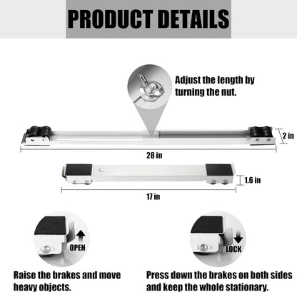 Zautool Heavy Duty Furniture Appliances Rollers, Extensible Washing Machine Base Mobile Wheels for Refrigerators, Dryers, Dishwashers and Other Heavy Objects, Max Load 1100 lb, Non-Slip, White