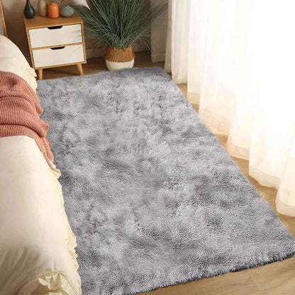 ASIinnsy Area Rugs Soft Fluffy Carpets For Living room Shaggy Rug Modern Area Rug For Bedroom Anti-Slip Rugs For Kids Room Indoor Home Decorative Carpet (Black Grey, 80 x 120cm)