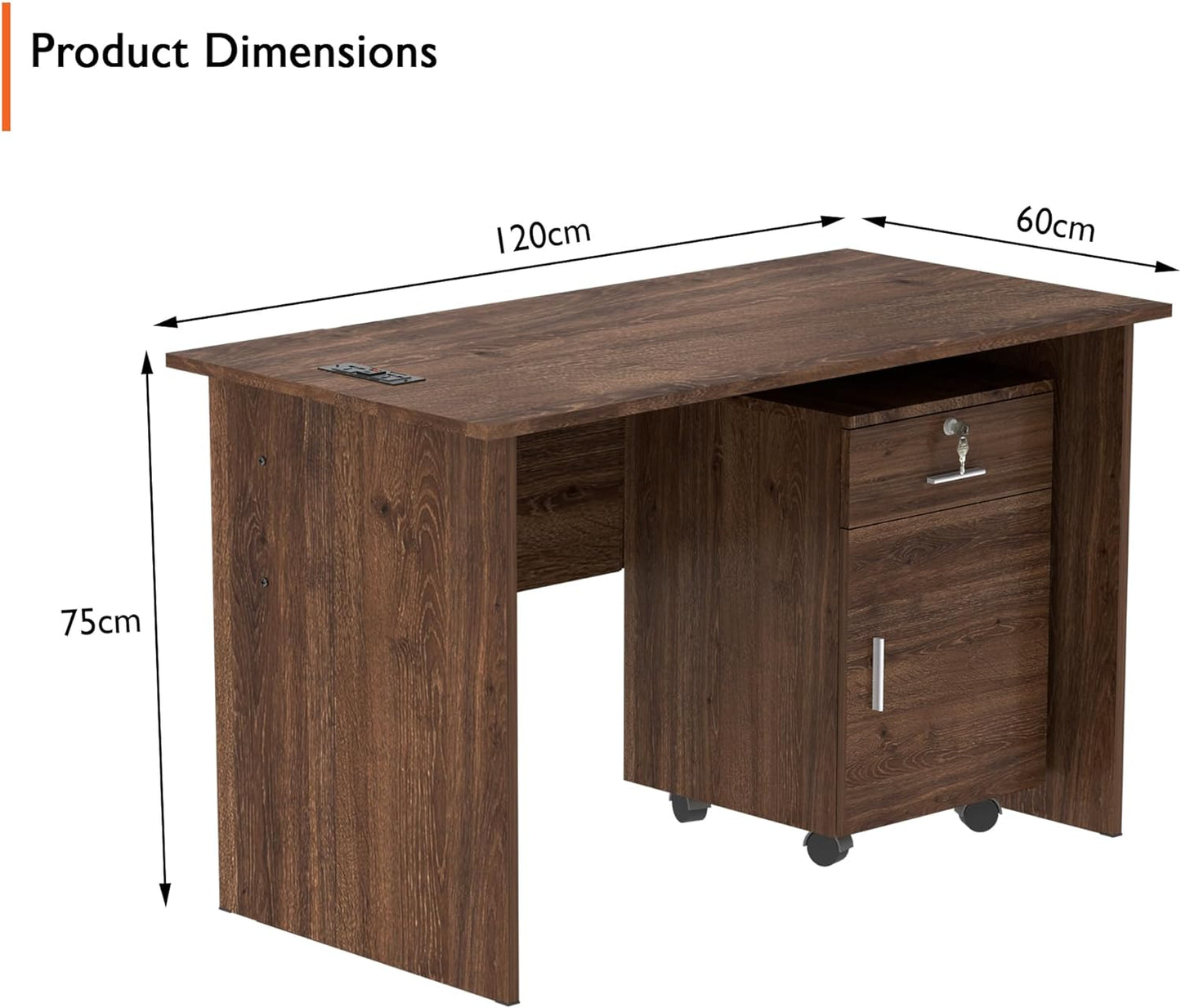 Mahmayi Writing Desk, MP1 160x80 Modern Wood Writing Table with Mobile Drawers - Versatile Corner Desk, Stylish and Functional Home Office Furniture - Oak (160cm With Drawer)