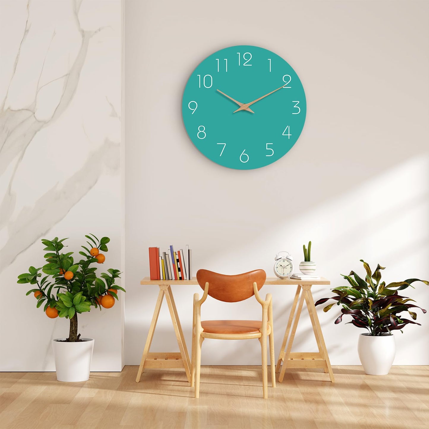 Mosewa Wall Clock 12 Inch Silent Non Ticking Wood Wall Clocks Battery Operated - Wooden White Modern Office Simple Minimalist Clock Decorative for Kitchen,Home,Bathroom,Living Room(12" White)