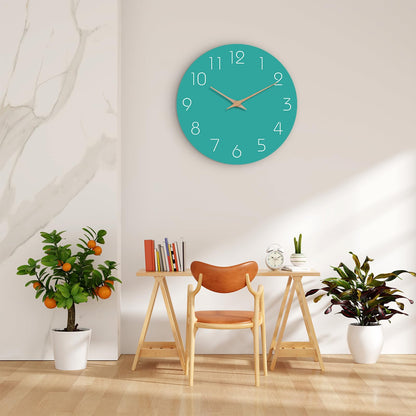 Mosewa Wall Clock 12 Inch Silent Non Ticking Wood Wall Clocks Battery Operated - Wooden White Modern Office Simple Minimalist Clock Decorative for Kitchen,Home,Bathroom,Living Room(12" White)